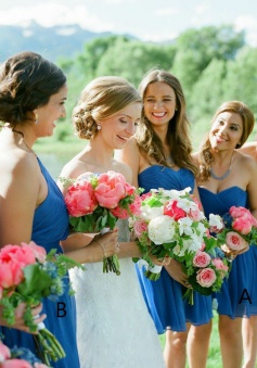 A-Line Sweetheart Short Ruched Sky Blue Chiffon Bridesmaid Dress