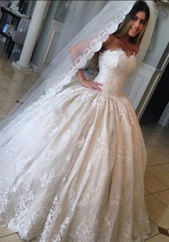 Ball Gown Gorgeous Sweetheart Lace Bride Dress Princess 2018 Wedding Dresses