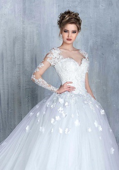 New Arrival Long Sleeve Lace Bridal Gowns Tulle Open Back Court Train Wedding Dresses