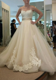 Sweetheart Tulle Bowknot Wedding Dress New Arrival Open Back Long Bridal Gowns