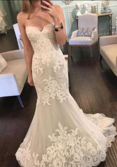 Lace Mermaid Sweetheart 2018 Bridal Gowns New Tulle Long Wedding Dresses BA3980