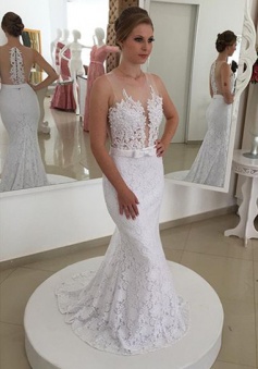 New Arrival Lace Mermaid Bridal Gown Latest Simple Custom Made Wedding Dress BMT135