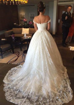 New Arrival Off the Shoulder Ball Gown Wedding Dress Crystal Lace Bridal Gown