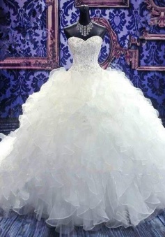 Crystal Sweetheart Ball Gown Princess Dress Latest Beadings Organza Wedding Dress