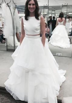 A-line Simple Chiffon Two Pieces Bridal Gowns Elegant Sleeveless Sweep Train Wedding Dress