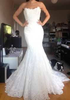 Beautiful White Lace Mermaid Bridal Gown Popular Custom Made Trumpet Plus Size Wedding Dress