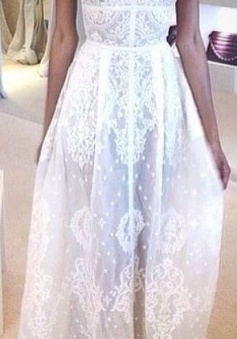 Chiffon White V-Neck Bridal Gowns Spaghetti Straps Lace Zipper Cute Long Prom Dresses