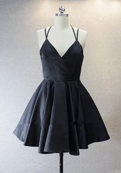 A Live V Neck Short Black Prom/Homecoming Dress