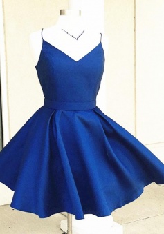 V Neck Short Blue/Burgundy Short Prom/Homecoming Dress