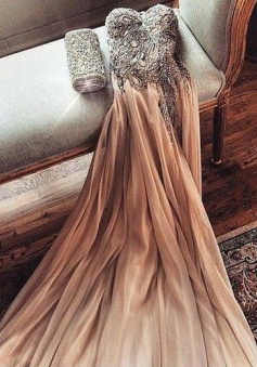 Sexy A-line Sweatheart Beading Prom Dress Long Evening Dresses