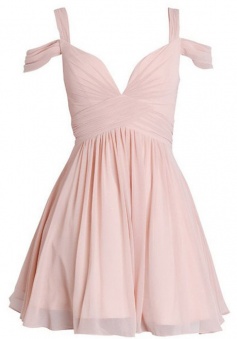 Elegant Short Chiffon Mini Pink Bridesmaid Dress