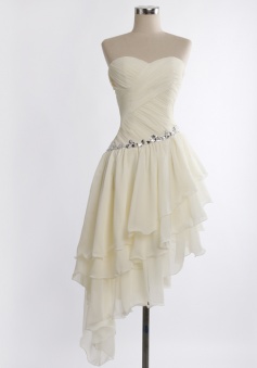 Sexy Sweetheart Chiffon Ivory Asymmetrical Short Prom Dresses Graduation Dresses