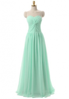 2019 Simple A Line Sweetheart Chiffon Long Bridesmaid Dress