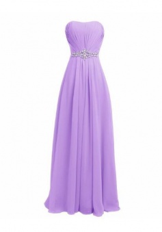 Sleeveless A Line Chiffon Long Bridesmaid Dress with Beading