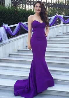 Sweetheart Sleeveless Mermaid Sweep Train Bridesmaid Dress