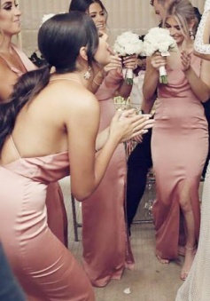 Open Back Luxe Satin Bridesmaid Dress With Split