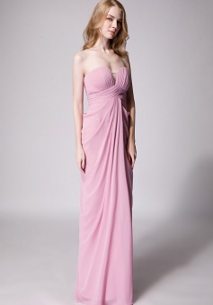 Strapless Sweetheart Chiffon Drape Bridesmaid Dress Long