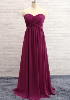 Simple Sweetheart Pleated Chiffon Bridesmaid Dress Long