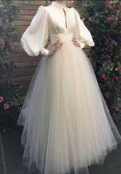 Chic Long Sleeves Tulle Prom Dress