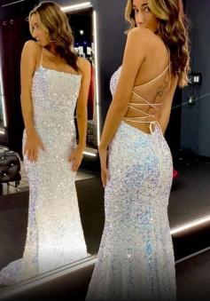 Hot Sale Mermaid Backless Sequin Prom Dress