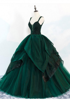 Charming Ball Gown Green Tulle Party Dress With Beading