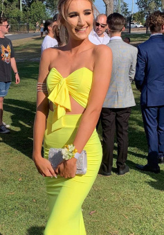 Mermaid Sweetheart Two Piece Yellow Prom Dress