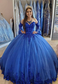 Sweetheart Royal Blue Princess Quinceanera Dresses Sweet 16 Dresses