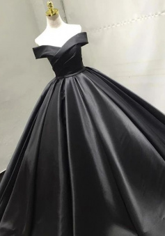 Black v neck satin long prom dress evening dress