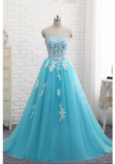 Gorgeous ALine Sweetheart Blue Long Formal Gown Sweet 16 Dresses