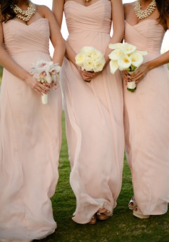 Elegant Sweetheart Floor Length Chiffon Sleeveless Peach Bridesmaid Dress With Ruched