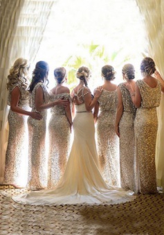 Sheath Scoop Floor Length Sleeveless Silver Bridesmaid Dress With Sequins