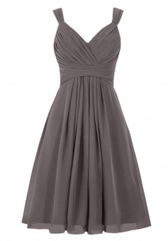 Simple A-line V-neck Short Chiffon Knee-length Bridesmaid Dress/Wedding Party Dress