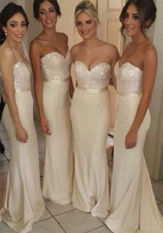 Gorgeous Mermaid Strapless Long Bridesmaid Dress/Wedding Party Dress