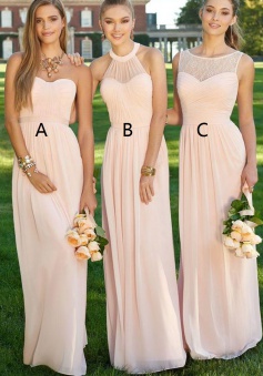 Elegant Bateau Sleeveless Floor-Length Pink Bridesmaid Dress Ruched with Lace