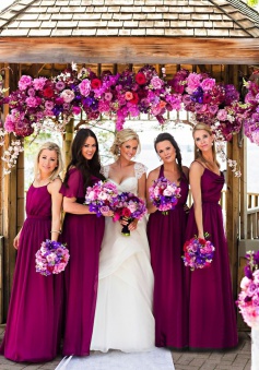Hot Sale Spaghetti Straps Floor-Length Purple Bridesmaid Dress with Pleats