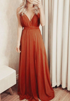 A Line Burnt orange chiffon formal gown floor length chiffon prom dress