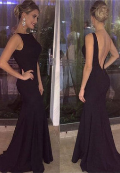 Simple Mermaid Backless Prom Dresses Evening Gown