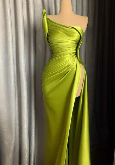 Mermaid Sexy Sleeveless Green Prom Dresses With Split