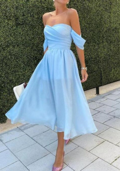 Off Shoulder Ruched Casual Dress Short Prom Dress