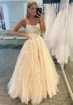 A line ball gown lace prom dress formal dress