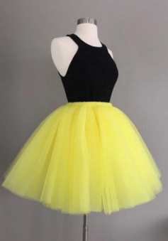 Cute Yellow Tulle Short Homecoming Dress
