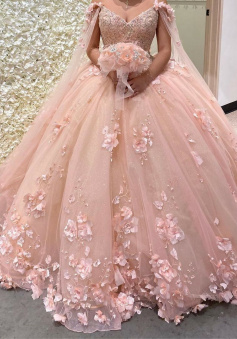 Elegant Off Shoulder Pink Prom Dresses With Flower