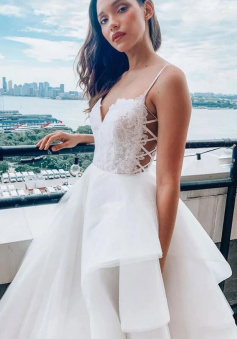 Mermaid Sweetheart White Tulle Prom Dress With Lace