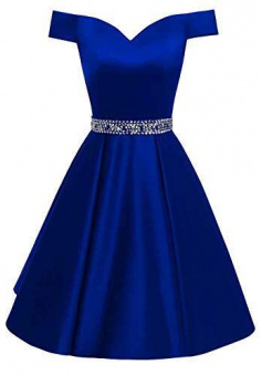 Off The Shoulder Royal Blue Short Homecoming Dress with Beading