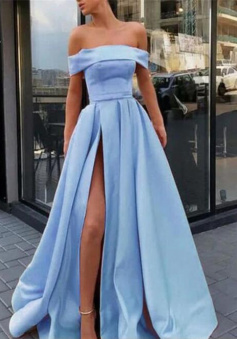 Sexy off shoulder split long prom dress