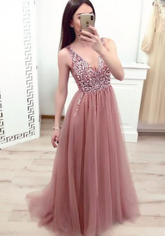 New Fashion Top Sequin Prom Dress Tulle Evening Dress