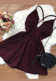 Sexy A-Line Deep V-Neck Open Back Short Homecoming Dresses