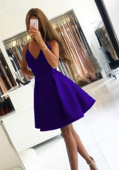 Simple Short Purple Homecoming Dress