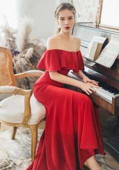 Mermaid Off the Shoulder Sexy Red Evening Dress