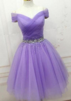 Elegant Purple Tulle Short Prom Dress